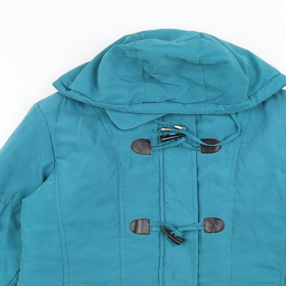 Preworn Womens Blue Overcoat Coat Size 10 Hook & Loop