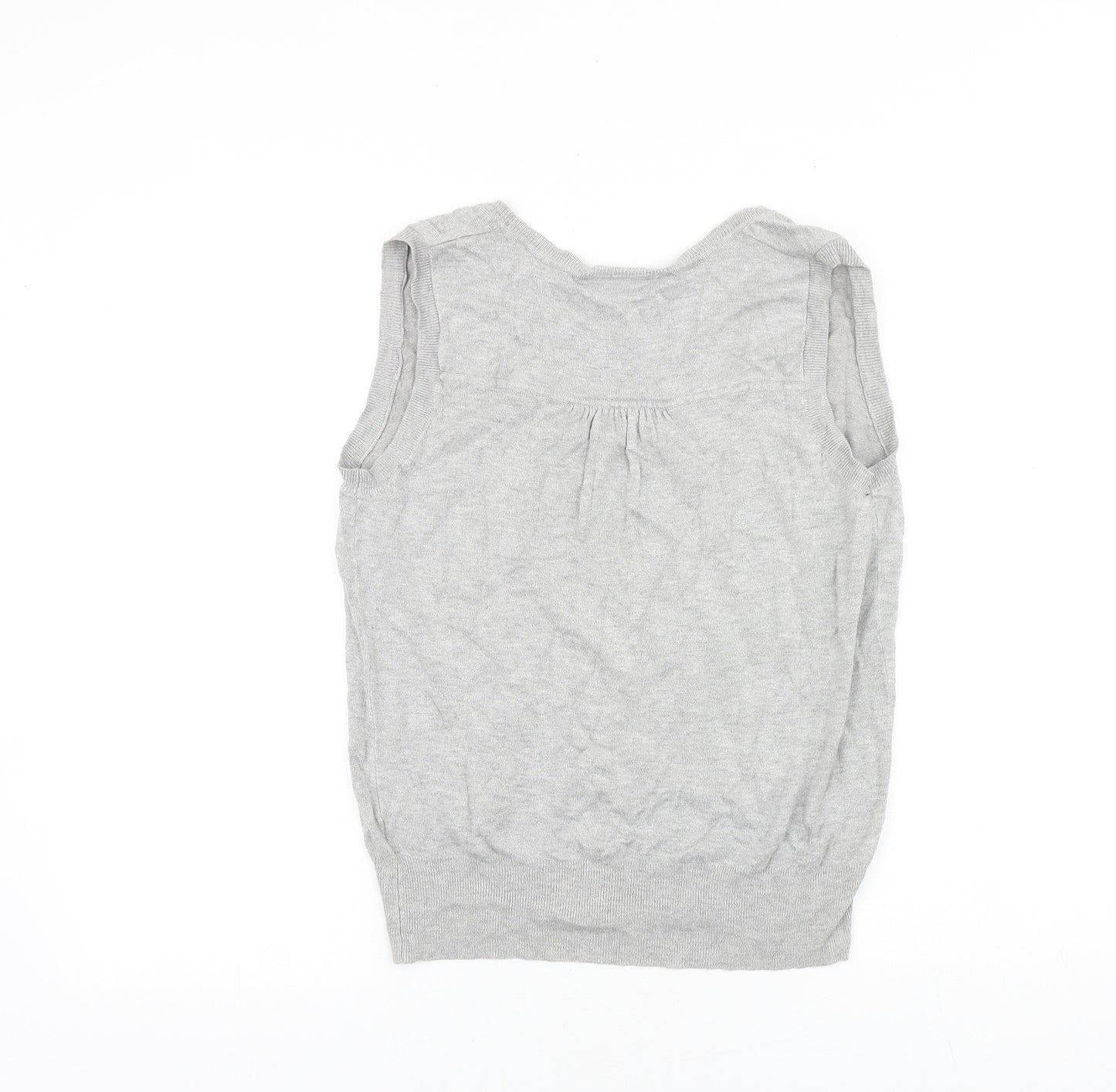 Wallis Womens Grey Cotton Basic Tank Size 16 V-Neck