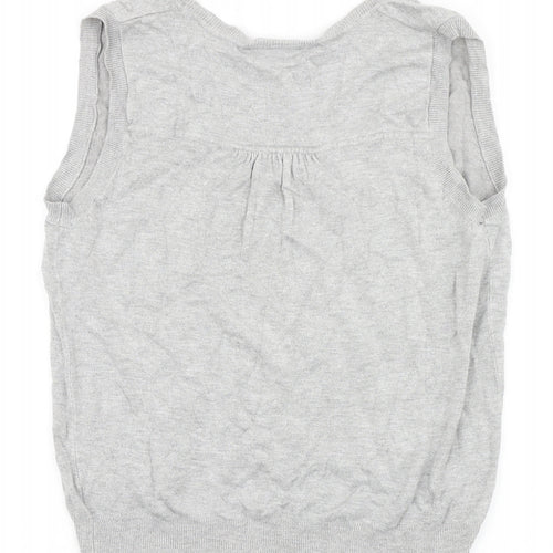 Wallis Womens Grey Cotton Basic Tank Size 16 V-Neck