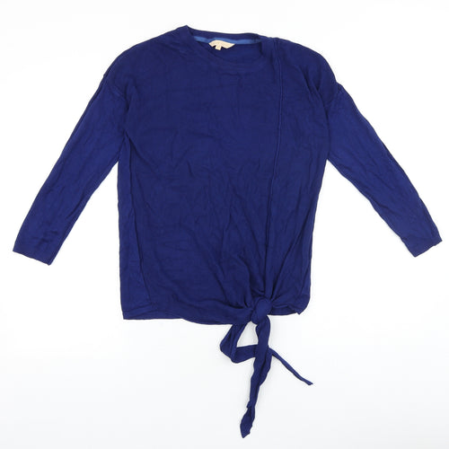 Plum Tree Womens Blue Round Neck Nylon Pullover Jumper Size S
