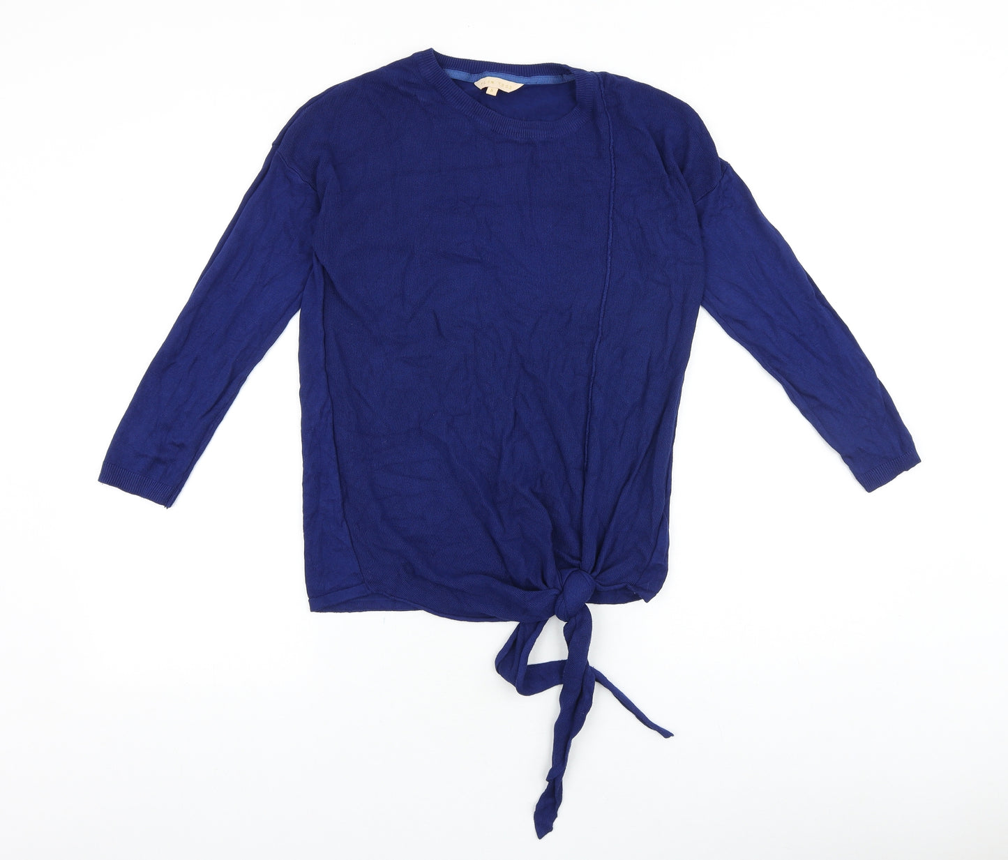 Plum Tree Womens Blue Round Neck Nylon Pullover Jumper Size S