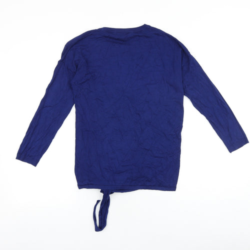 Plum Tree Womens Blue Round Neck Nylon Pullover Jumper Size S