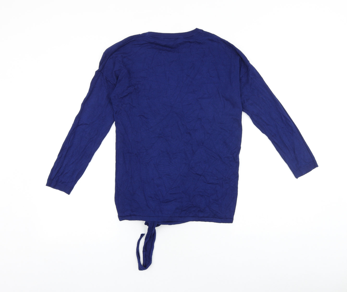 Plum Tree Womens Blue Round Neck Nylon Pullover Jumper Size S