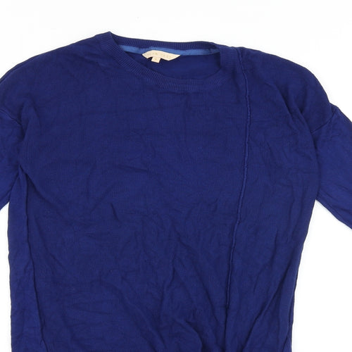 Plum Tree Womens Blue Round Neck Nylon Pullover Jumper Size S