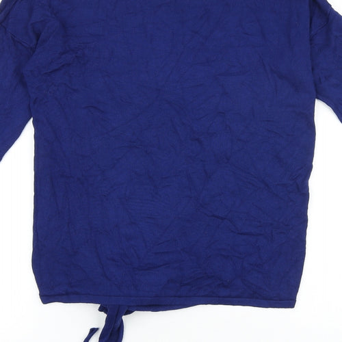 Plum Tree Womens Blue Round Neck Nylon Pullover Jumper Size S