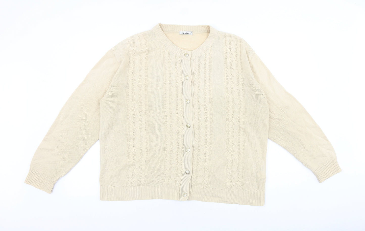 Berkertex Womens Ivory Round Neck Acrylic Cardigan Jumper Size 14