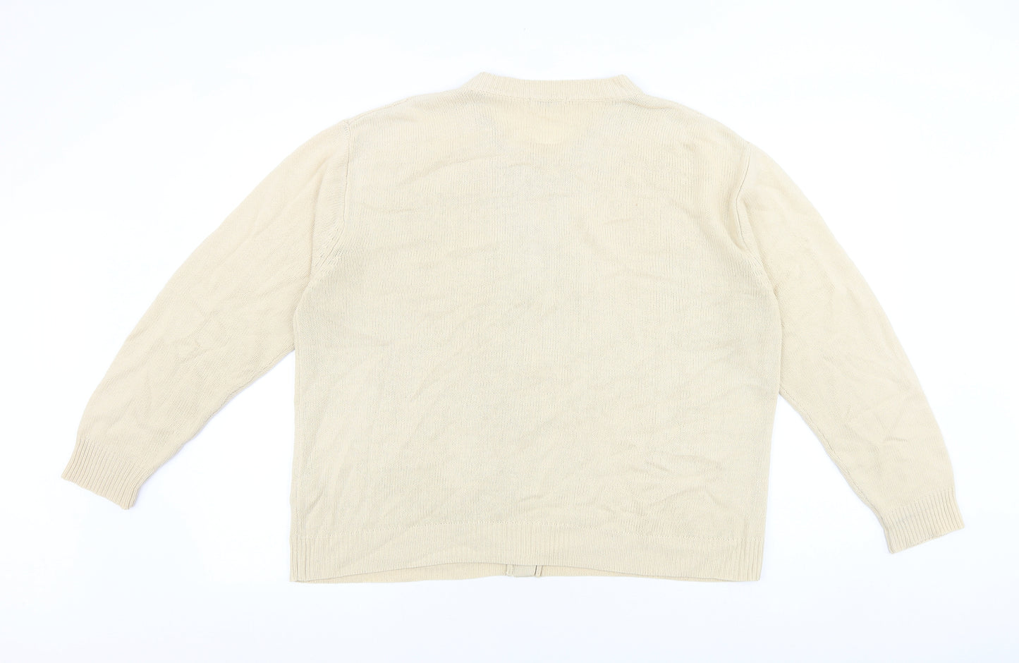Berkertex Womens Ivory Round Neck Acrylic Cardigan Jumper Size 14