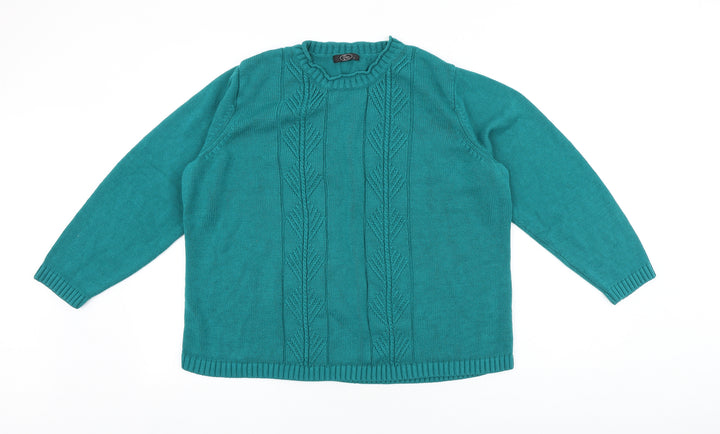 Bonmarché Womens Green Round Neck Acrylic Pullover Jumper Size L