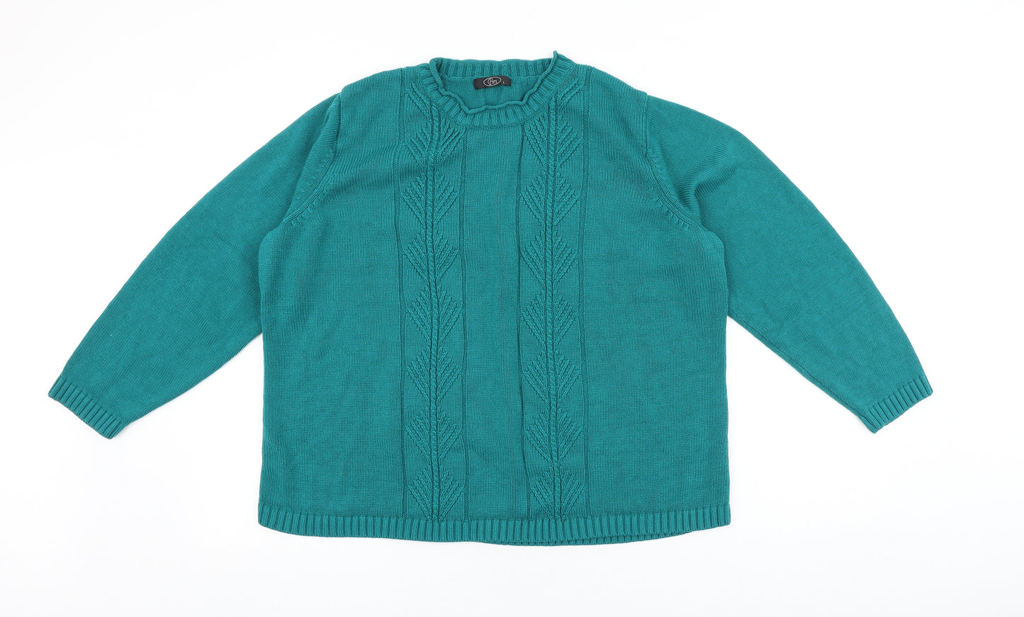 Bonmarché Womens Green Round Neck Acrylic Pullover Jumper Size L