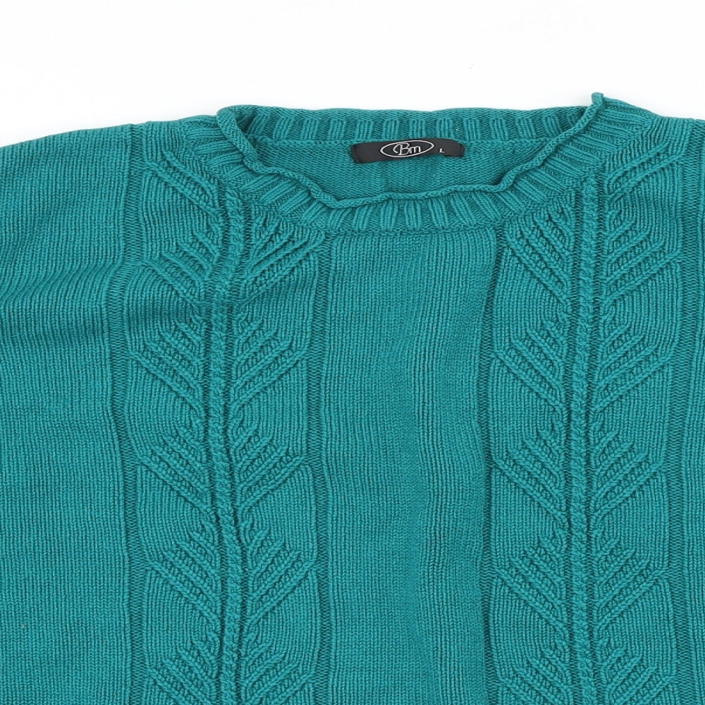 Bonmarché Womens Green Round Neck Acrylic Pullover Jumper Size L