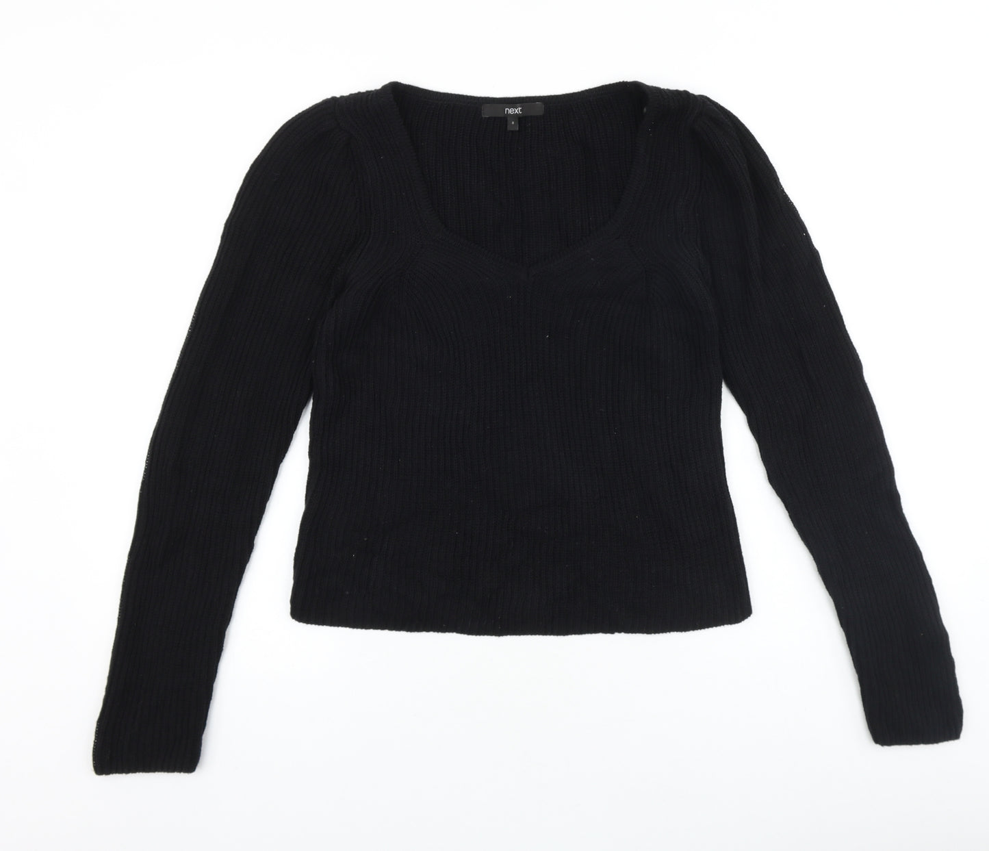 NEXT Womens Black Scoop Neck 100% Cotton Pullover Jumper Size 8