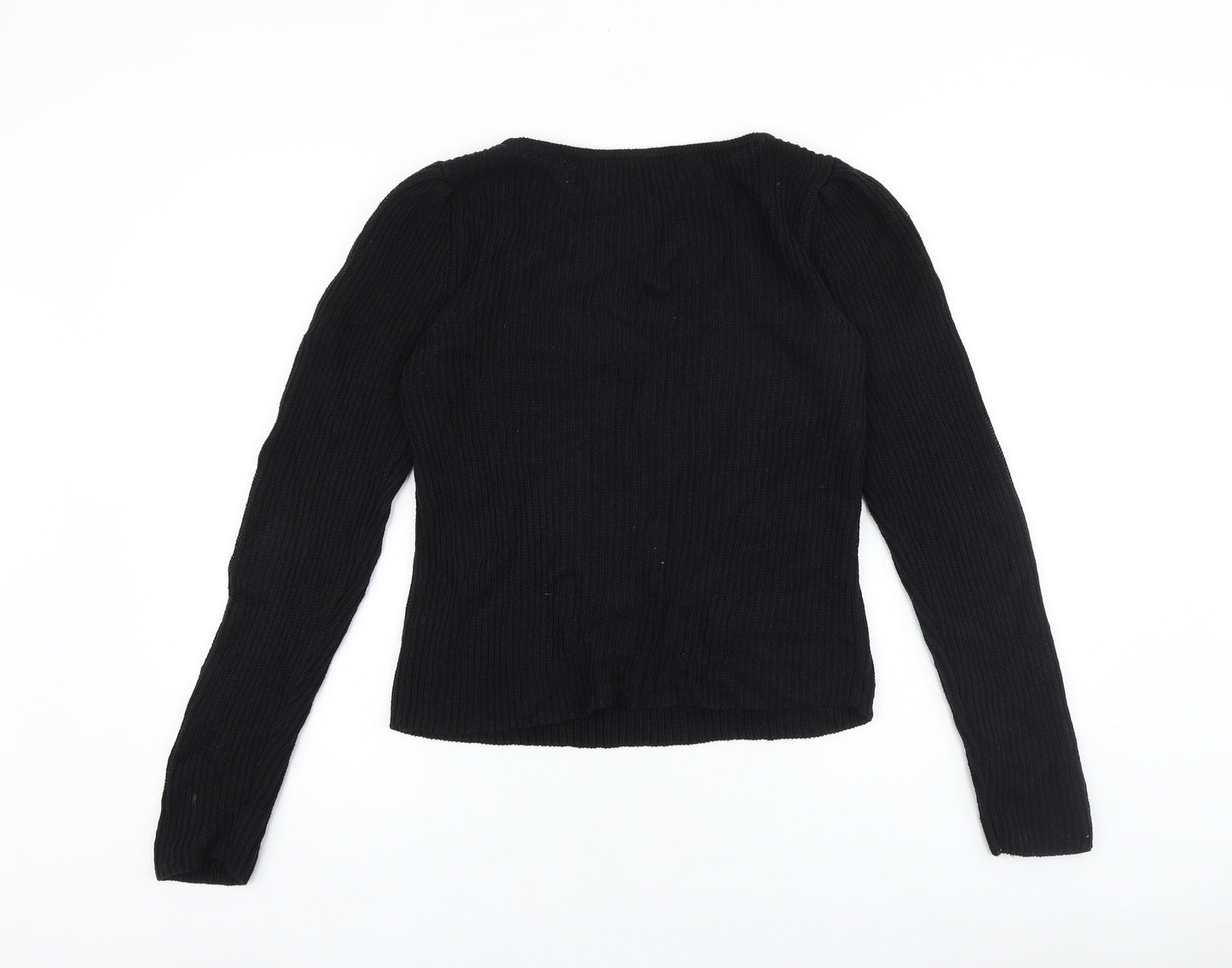 NEXT Womens Black Scoop Neck 100% Cotton Pullover Jumper Size 8