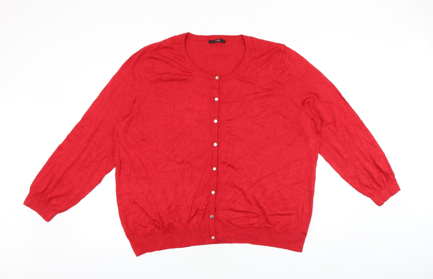 George Womens Red Round Neck Viscose Cardigan Jumper Size 24