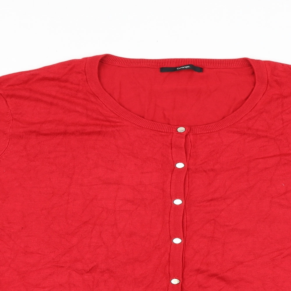 George Womens Red Round Neck Viscose Cardigan Jumper Size 24