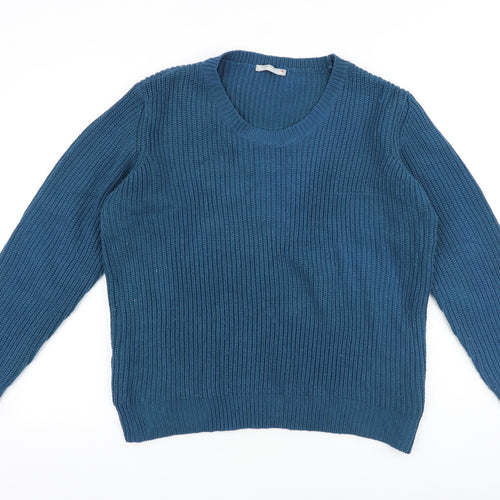 Blancheporte Womens Blue Scoop Neck Acrylic Pullover Jumper Size 18