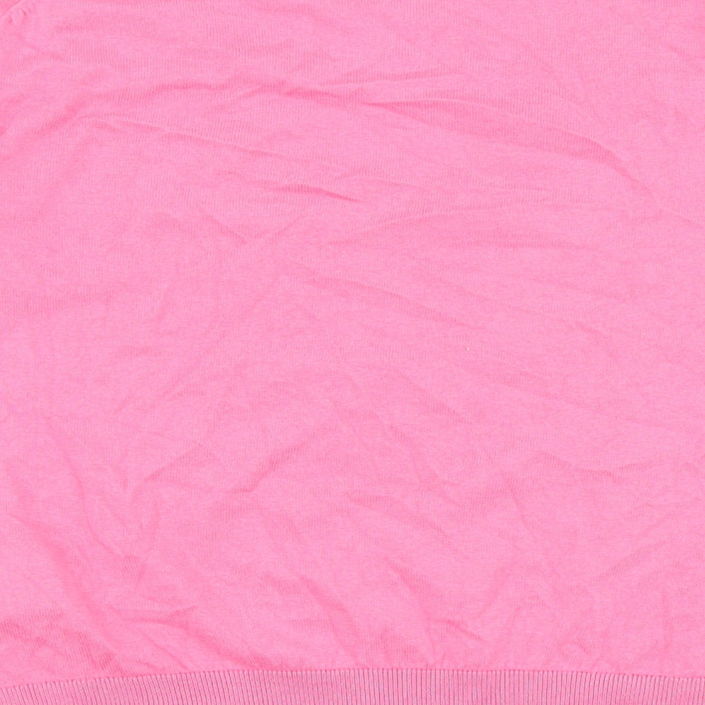 Winser London Womens Pink V-Neck Cotton Pullover Jumper Size M