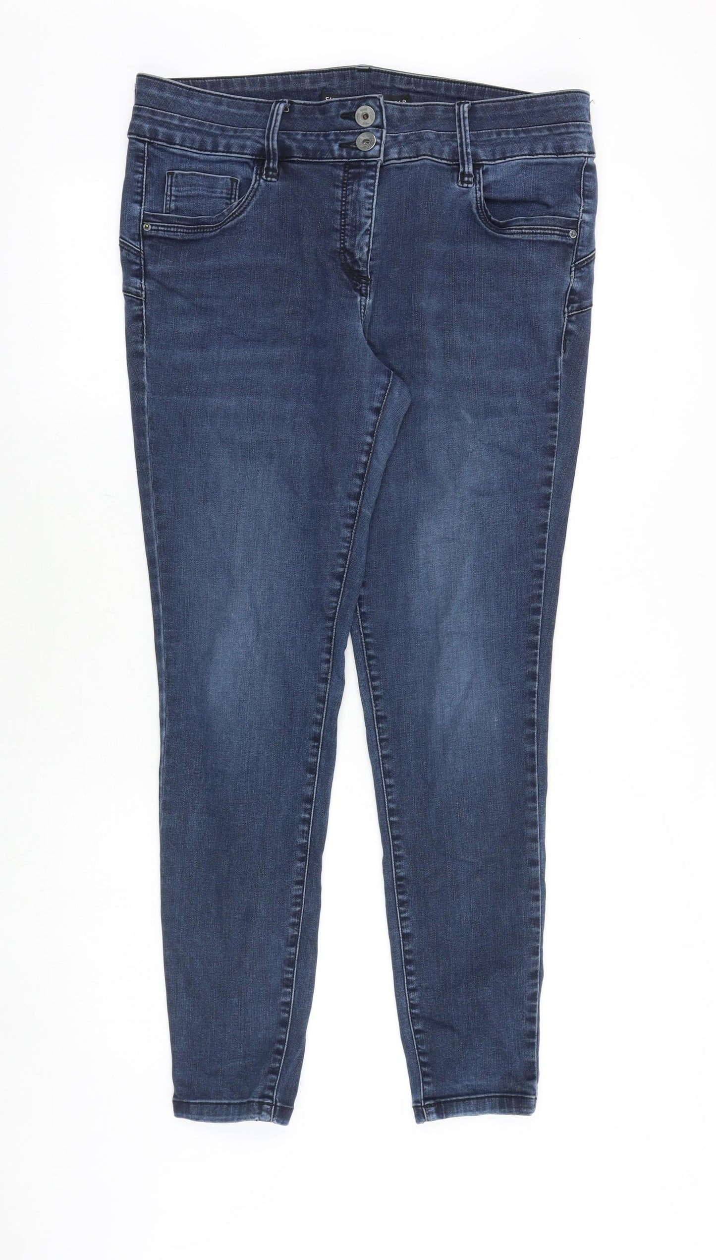 NEXT Womens Blue Cotton Skinny Jeans Size 16 Slim Zip