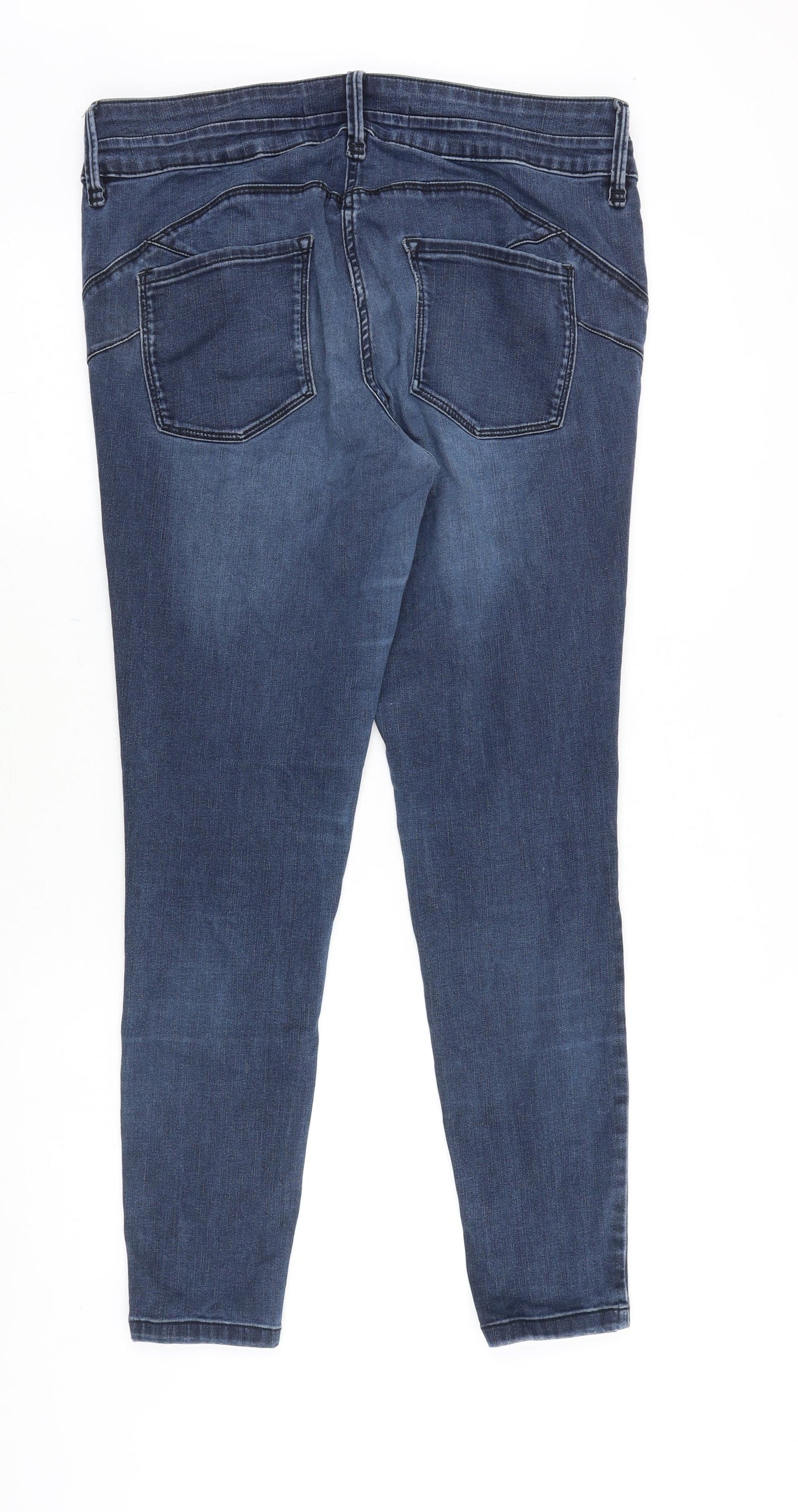 NEXT Womens Blue Cotton Skinny Jeans Size 16 Slim Zip