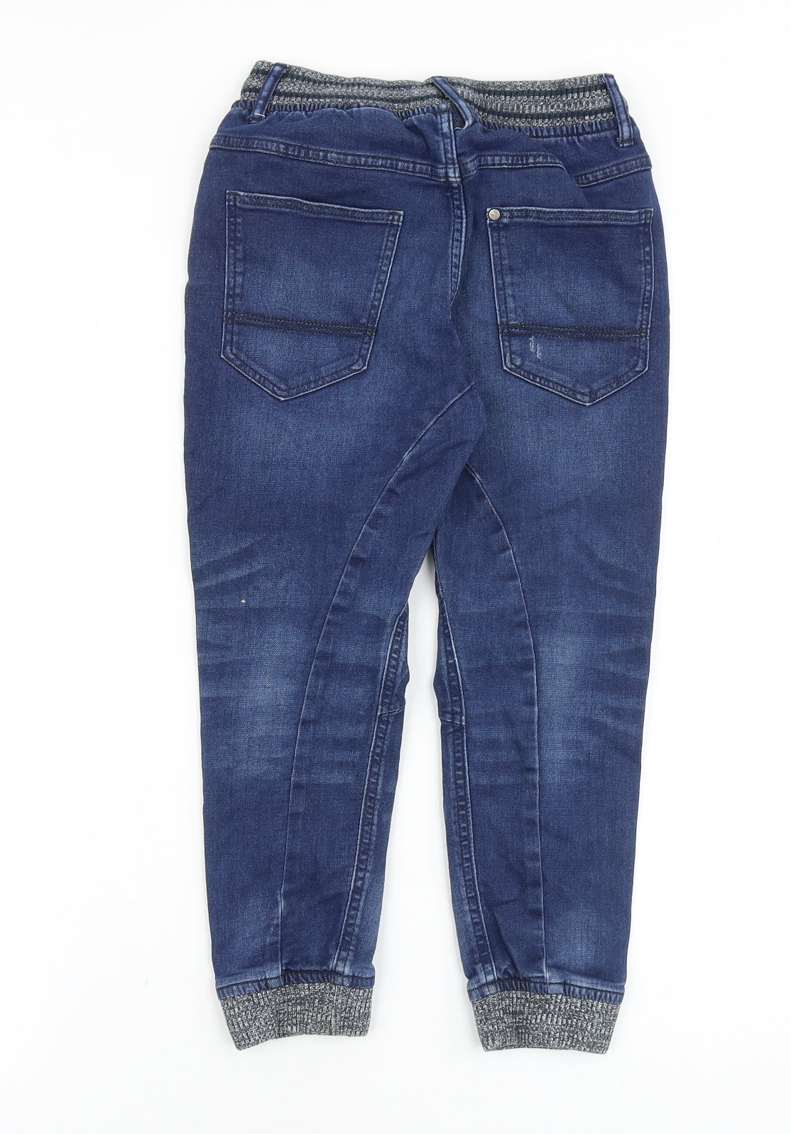 &Denim Boys Blue Cotton Tapered Jeans Size 7-8 Years Regular Drawstring