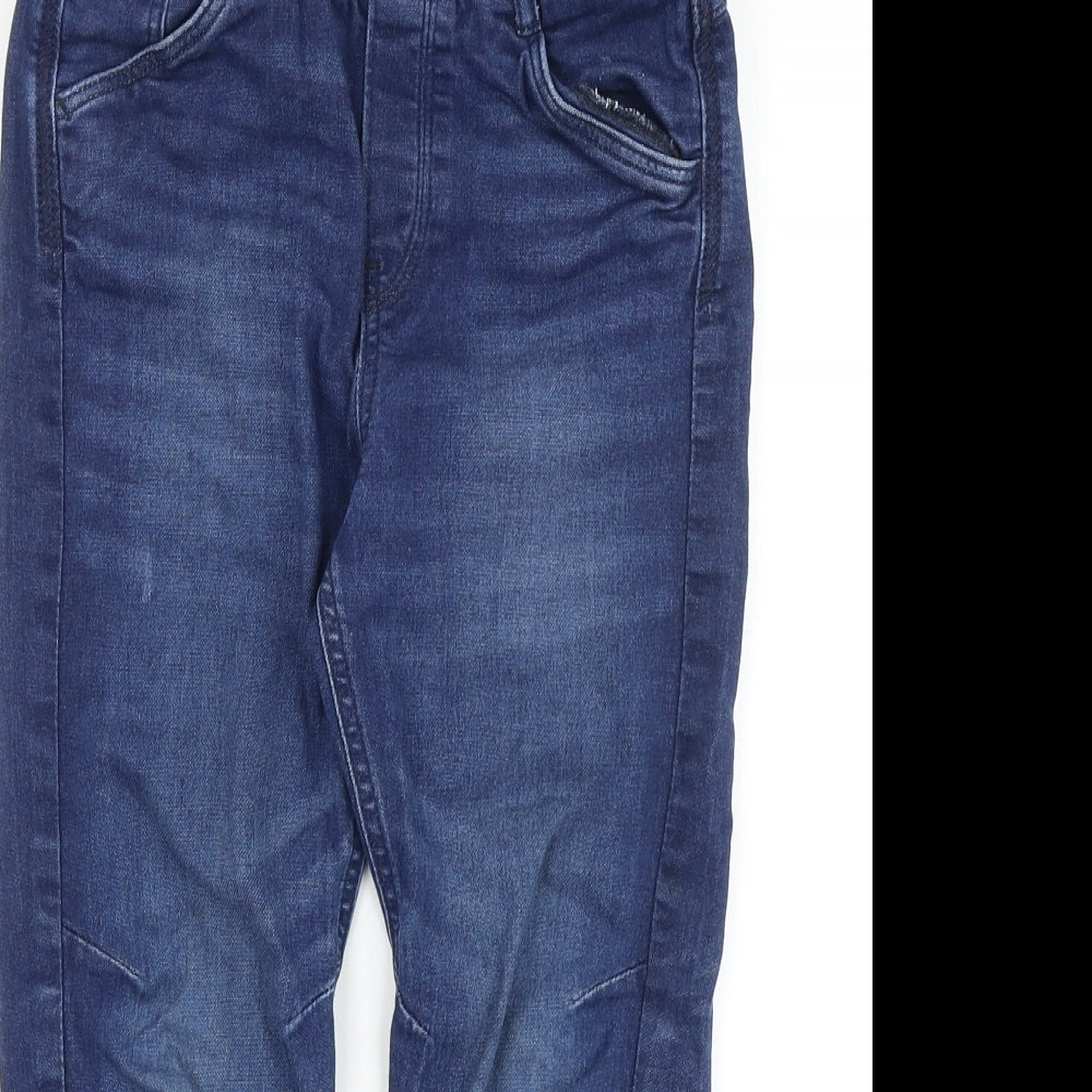 &Denim Boys Blue Cotton Tapered Jeans Size 7-8 Years Regular Drawstring