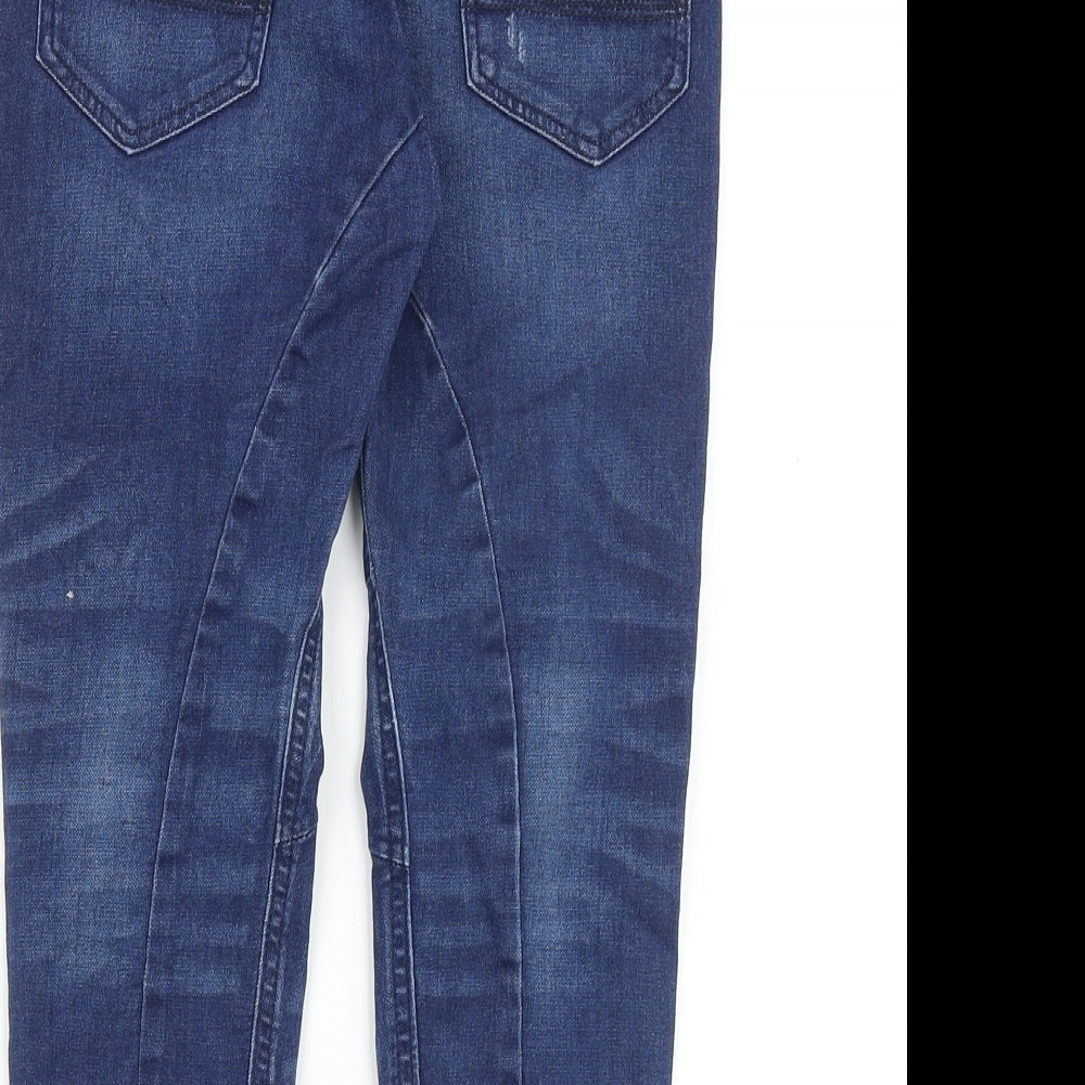 &Denim Boys Blue Cotton Tapered Jeans Size 7-8 Years Regular Drawstring