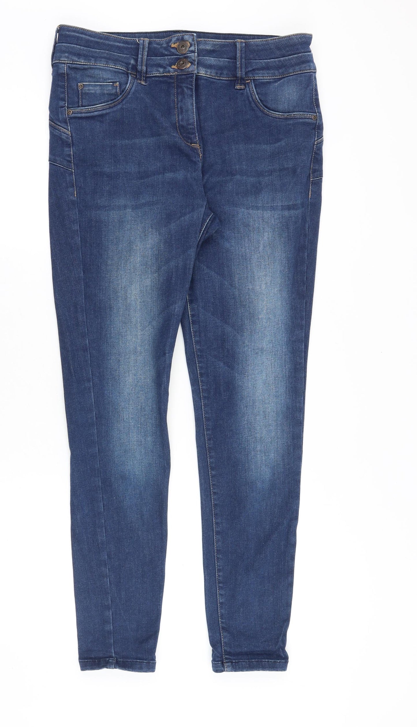 NEXT Womens Blue Cotton Skinny Jeans Size 16 Slim Zip
