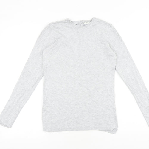 Zara Womens Grey Round Neck Acrylic Pullover Jumper Size M