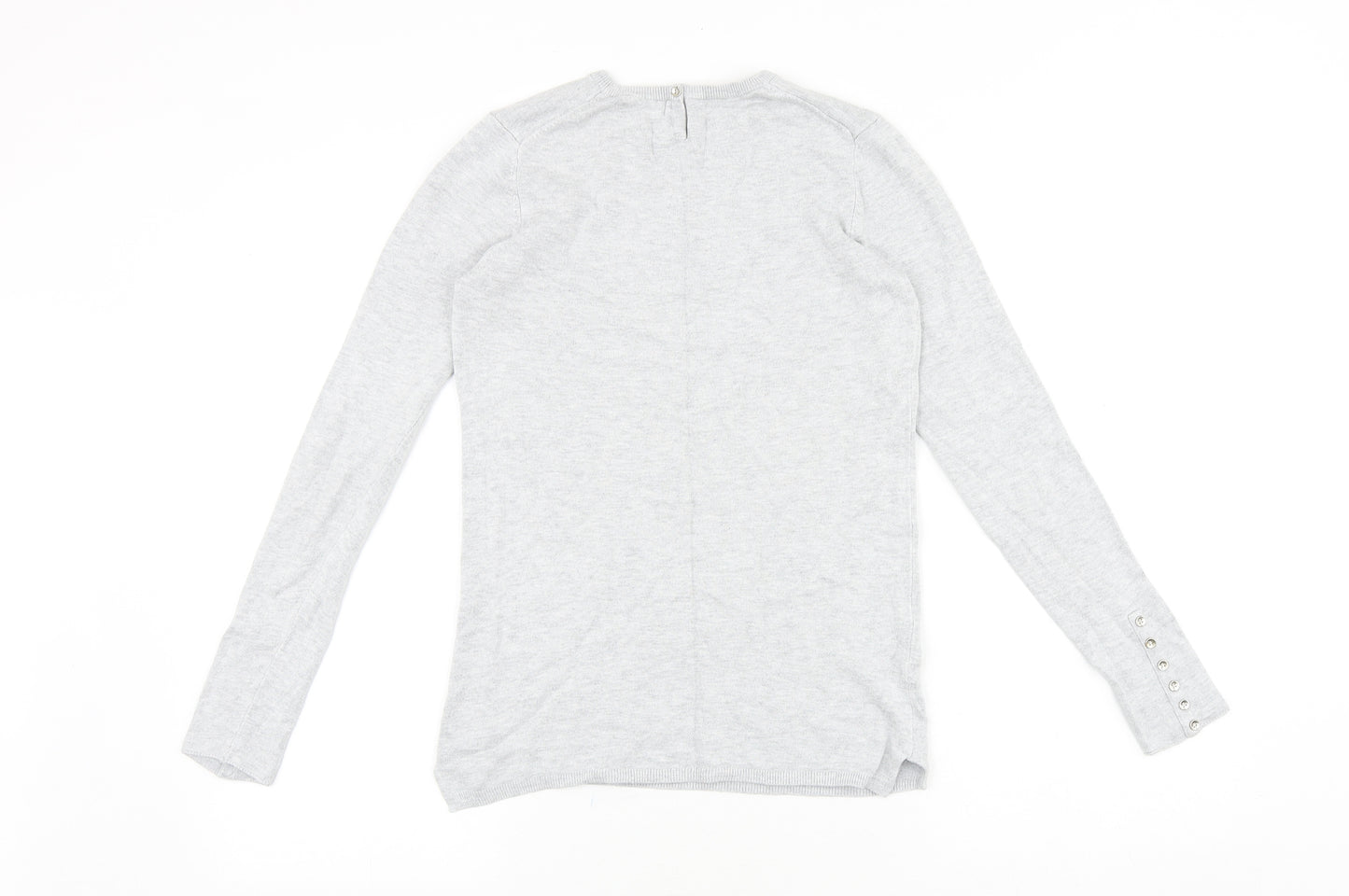 Zara Womens Grey Round Neck Acrylic Pullover Jumper Size M