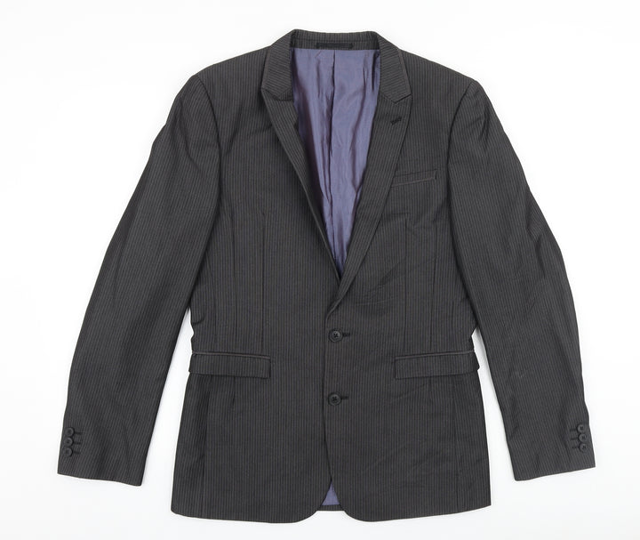 NEXT Mens Grey Striped Polyester Jacket Suit Jacket Size 34 Regular