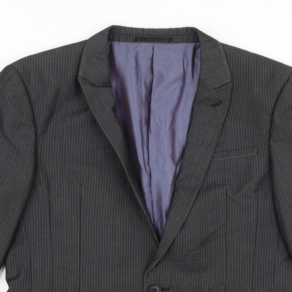 NEXT Mens Grey Striped Polyester Jacket Suit Jacket Size 34 Regular