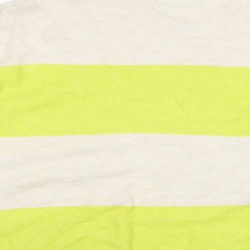 George Womens Yellow Round Neck Striped Cotton Pullover Jumper Size L