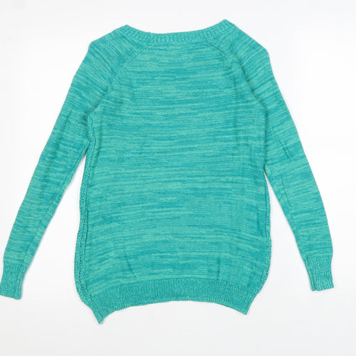 So Heritage Womens Green Round Neck Acrylic Pullover Jumper Size XS