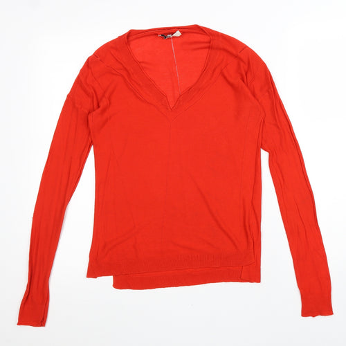 NEXT Womens Red V-Neck Acrylic Pullover Jumper Size 8