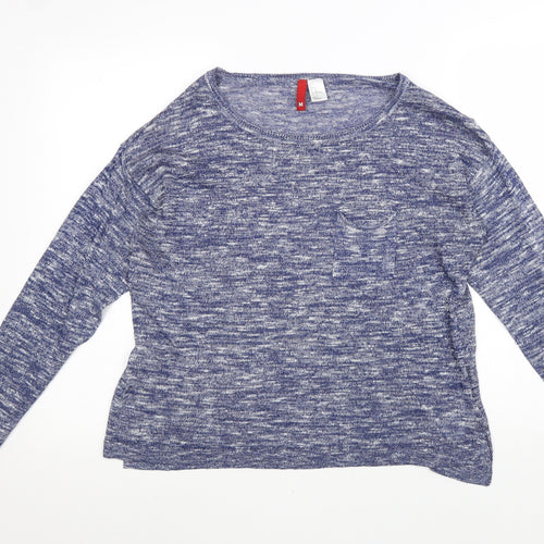 H&M Womens Blue Round Neck Cotton Pullover Jumper Size S
