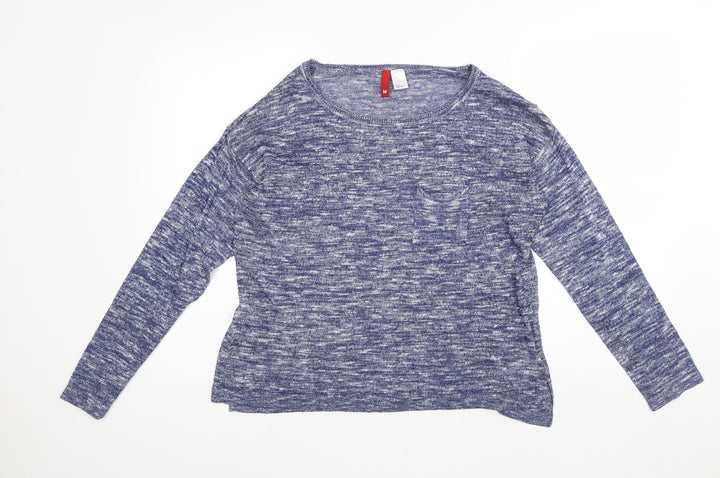 H&M Womens Blue Round Neck Cotton Pullover Jumper Size S