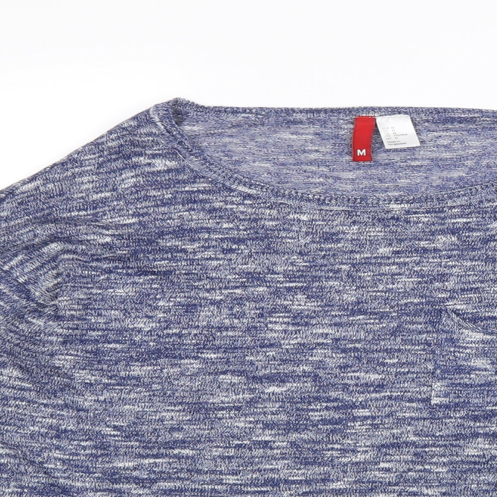 H&M Womens Blue Round Neck Cotton Pullover Jumper Size S