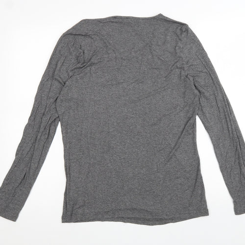 Creation L Womens Grey Cotton Basic T-Shirt Size 12 Scoop Neck - Stars