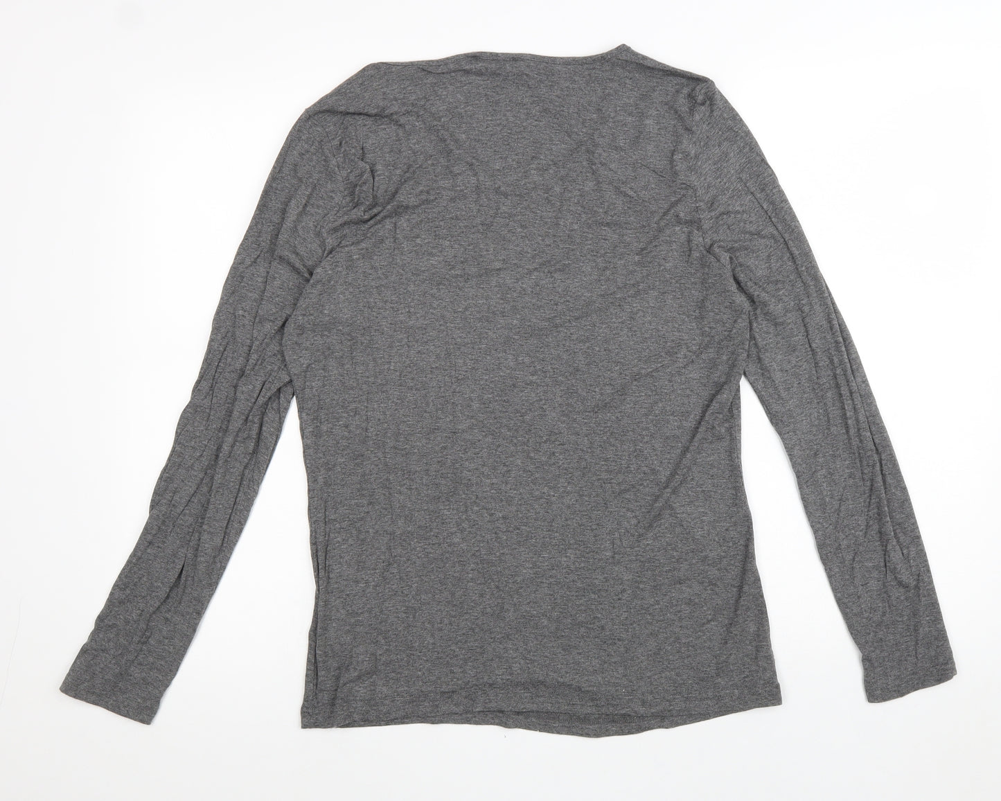 Creation L Womens Grey Cotton Basic T-Shirt Size 12 Scoop Neck - Stars