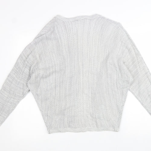 Select Womens Grey V-Neck Acrylic Cardigan Jumper Size 8