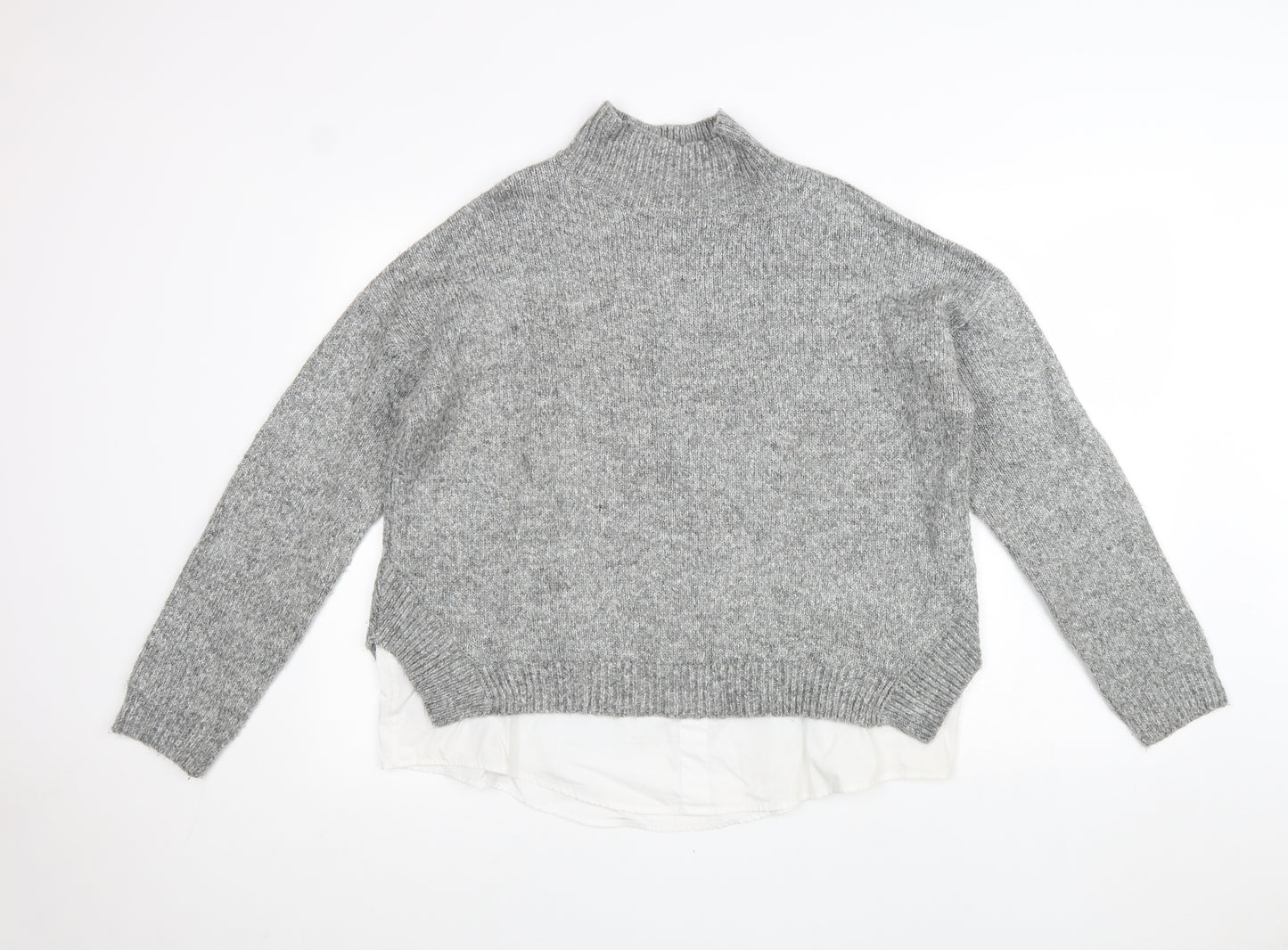 New Look Womens Grey High Neck Acrylic Pullover Jumper Size L