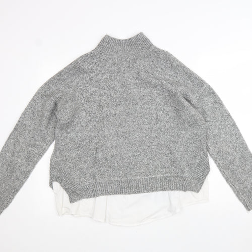New Look Womens Grey High Neck Acrylic Pullover Jumper Size L