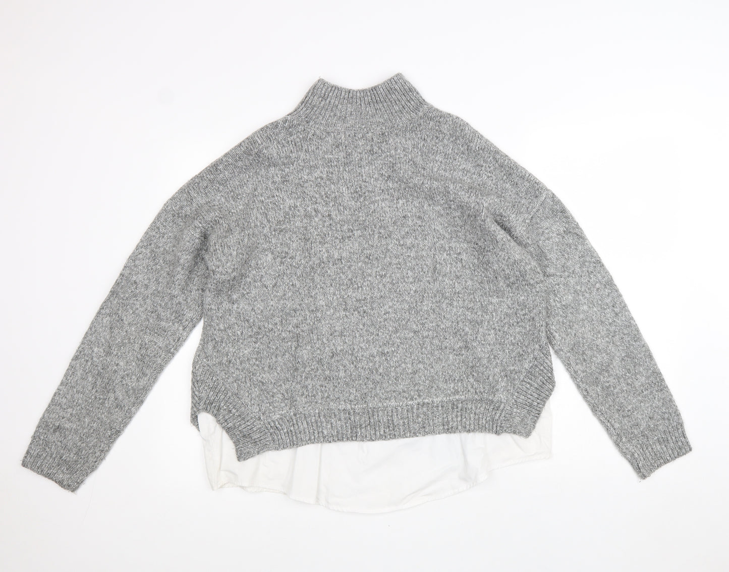 New Look Womens Grey High Neck Acrylic Pullover Jumper Size L