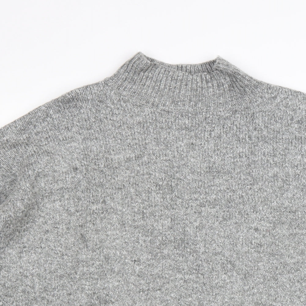New Look Womens Grey High Neck Acrylic Pullover Jumper Size L
