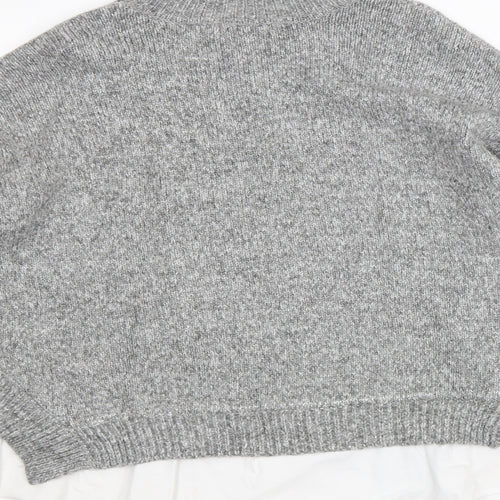 New Look Womens Grey High Neck Acrylic Pullover Jumper Size L