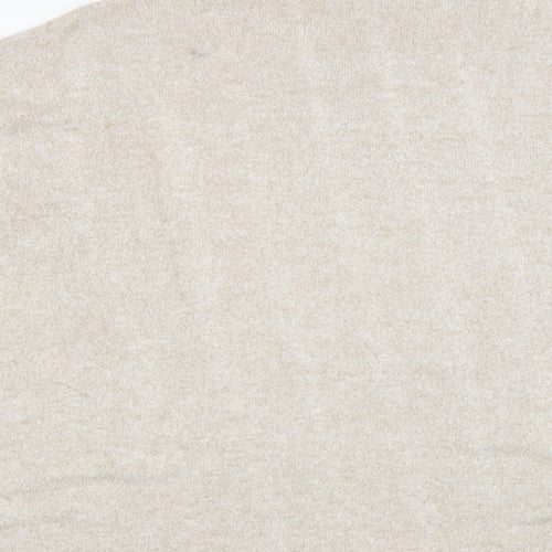 Zara Womens Beige Mock Neck Viscose Pullover Jumper Size L