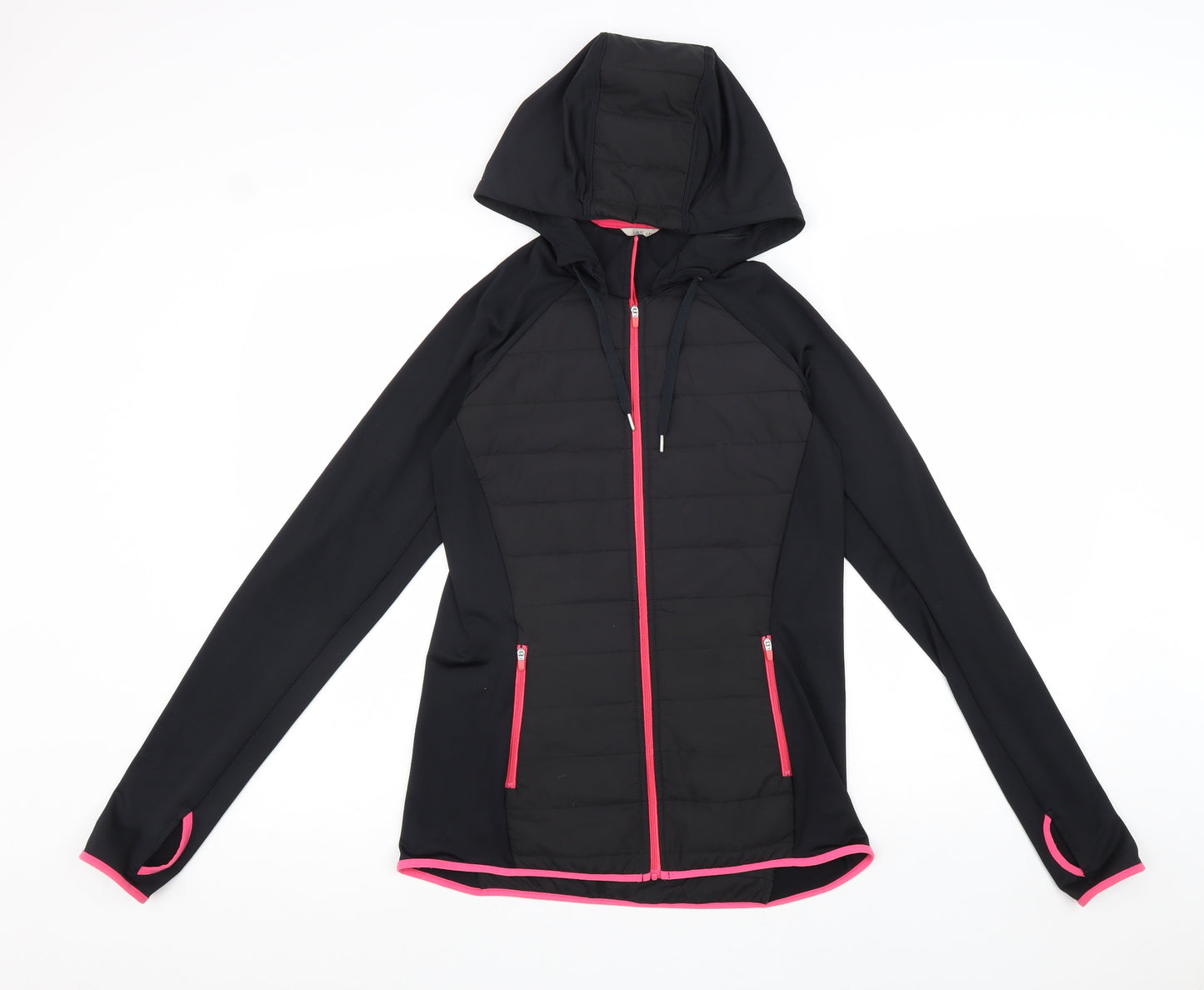 Marks and Spencer Womens Black Jacket Size 10 Zip - Thumb Hole