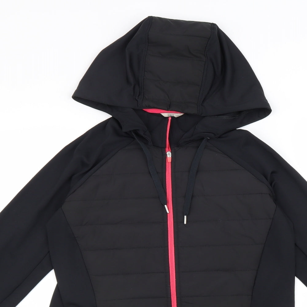 Marks and Spencer Womens Black Jacket Size 10 Zip - Thumb Hole