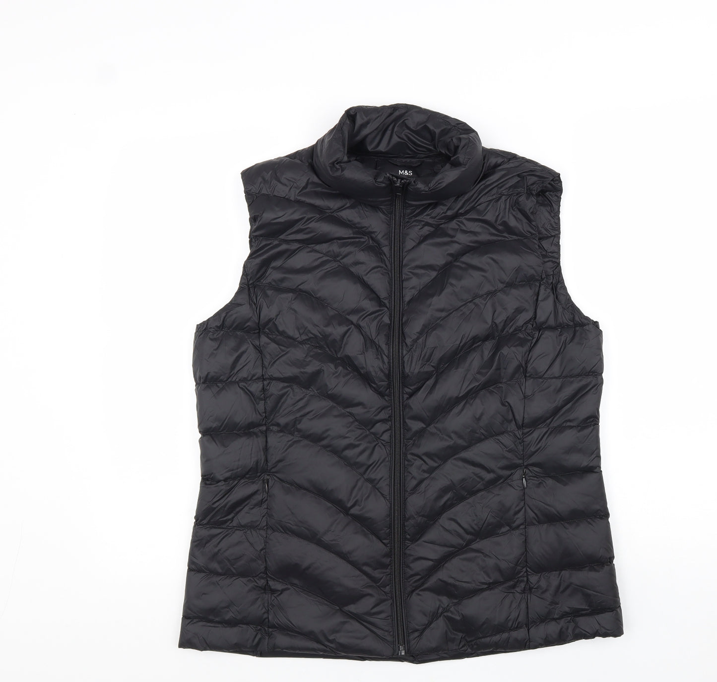 Marks and Spencer Womens Black Gilet Jacket Size 12 Zip