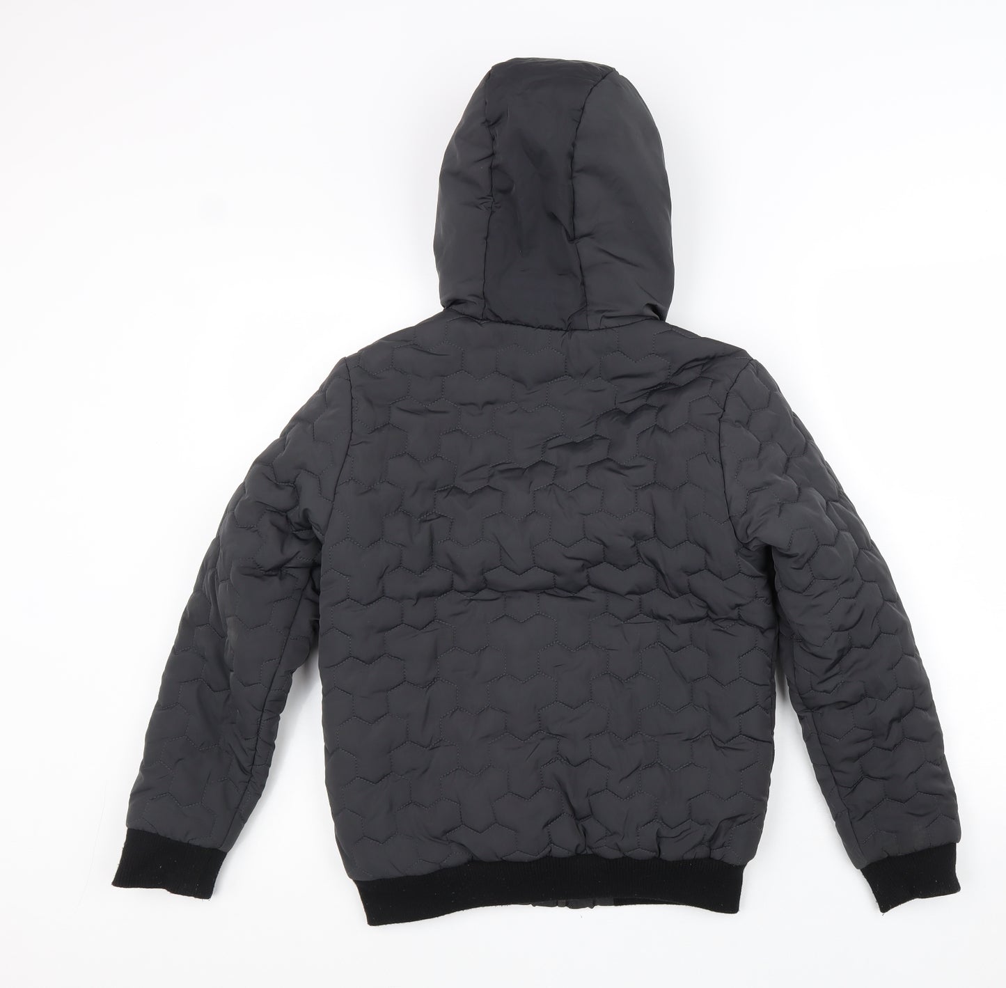 F&F Boys Grey Quilted Jacket Size 11-12 Years Zip