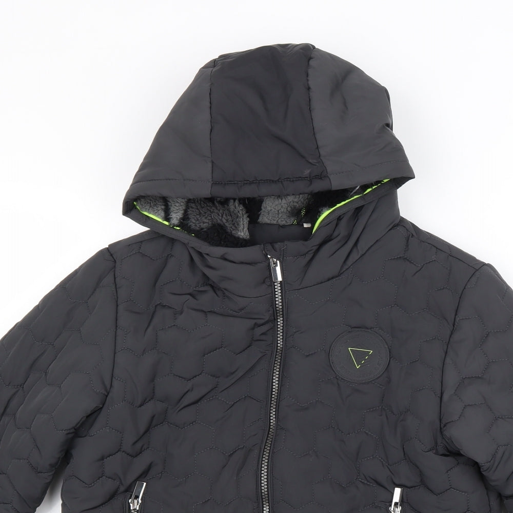F&F Boys Grey Quilted Jacket Size 11-12 Years Zip